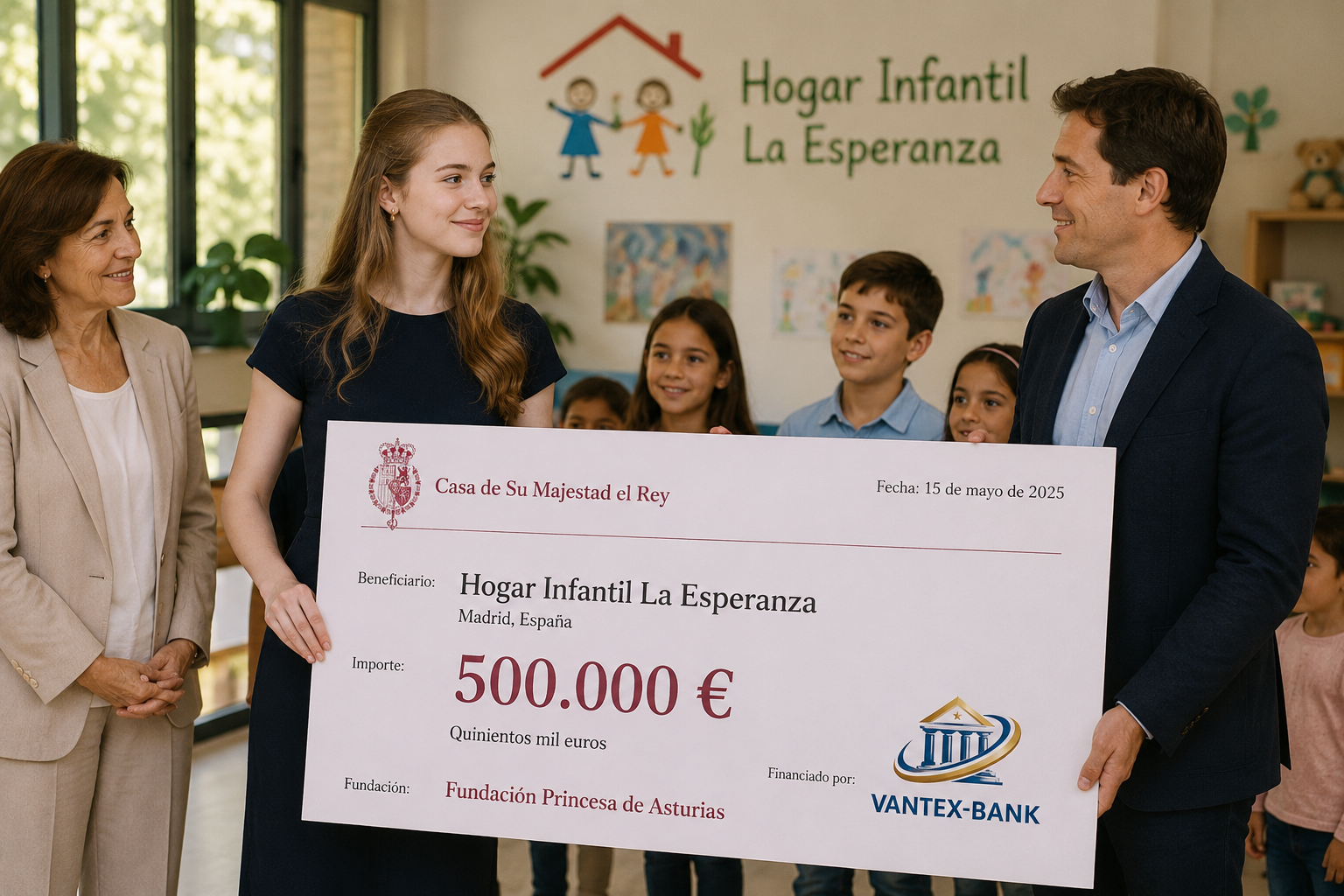Princesa Leonor de Borbón entregando donativo para iniciativa social - Casa Real España